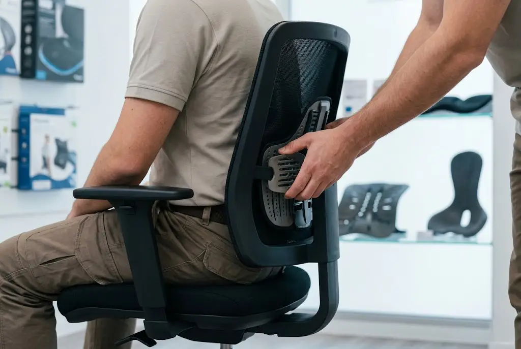 Dettaglio regolazione sedia ergonomica per lavoratore Latina