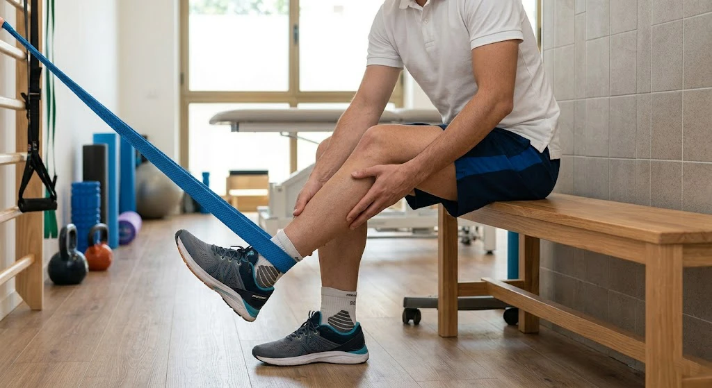 Fisioterapista supervisiona esercizio terapeutico presso Physiofit Latina