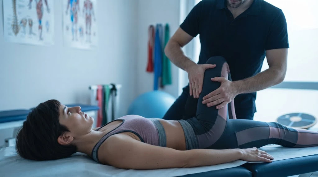 Fisioterapista esegue test funzionale per dolore sportivo Latina Physiofit